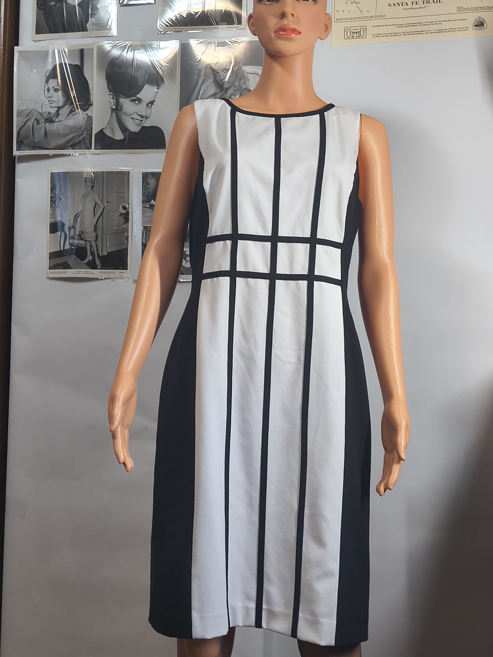 Calvin Klein Black White Colorblock Sheath Dress Women’s Size 8